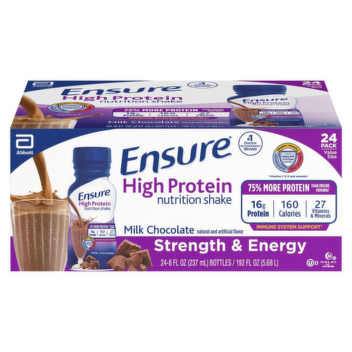 Ensure Nutrition Shake, High Protein, Milk Chocolate, Value Size, 24 Pack