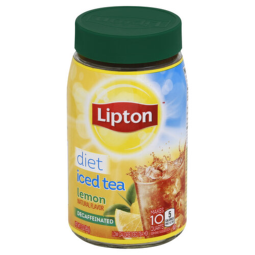 Low-calorie iced tea mix. Natural flavor. Makes 10 quarts. 5 calories per 2-1/2 tsp. A brilliant taste for a brighter day. Our expert mixologists have crafted a delicious lemon flavor decaffeinated iced tea with only 5 calories per serving. Enjoy the refreshingly delicious taste of Lipton Diet Iced Tea Mix. Questions or comments? Call 1-800-LiptonT (1-888-547-8668) or visit www.lipton.com. Package sold by weight, not volume. Settling of contents can occur.