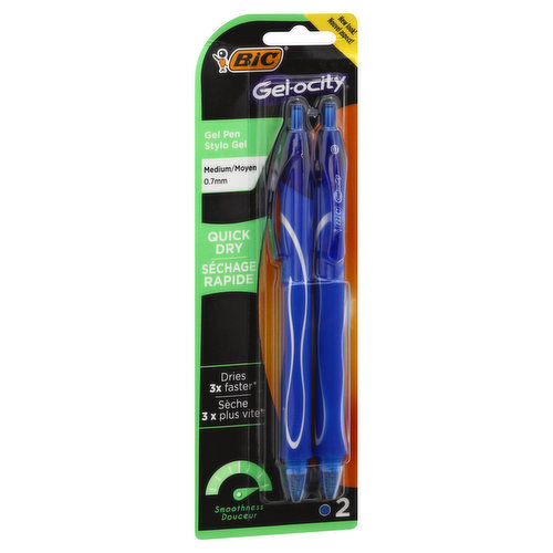 BiC Gel-ocity Gel Pen, Quick Dry, Blue, Medium (0.7 mm)