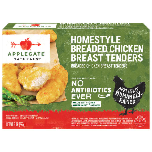 Applegate Chicken Breast Tenders, Breaded, Homestyle
