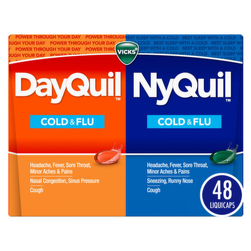 Vicks Mixed Vicks DayQuil & NyQuil Cold & Flu LiquiCap Medicine, 48ct