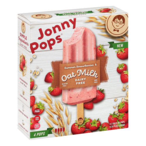 JonnyPops Pops, Summer Strawberries & Oat Milk, Dairy Free