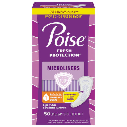 Poise Fresh Protection Microliners, 1 Lightest Long