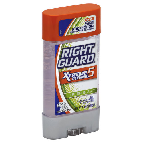 Right Guard Xtreme Defense 5 Antiperspirant & Deodorant, Gel, Fresh Blast
