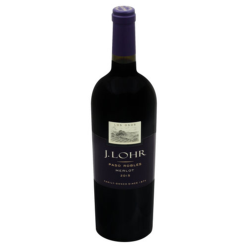 Family-owned since 1974. Los Osos Merlot: Our family winegrowing and winemaking passion is rooted in our sustainably farmed vineyards and in our winery in Paso Robles, California, where the warm days and cool nights are ideal for Bordeaux-style varieties. Inspired by the soil series in our vineyards of the same name, which is Spanish means the bears, our Los Osos Merlot is a soft red wine with supple texture and a black currant signature. Bold, juicy flavors of pomegranate, black cherry and dark chocolate are complemented by a full year of oak barrel aging. Enjoy with seafood bisque, filet mignon, or pasta with mushrooms. - Jery Lohr. Jlohr.com. Alc. 13.5% by vol. Produced at Paso Robles, CA and bottled at San Jose, CA by J. Lohr Winery.