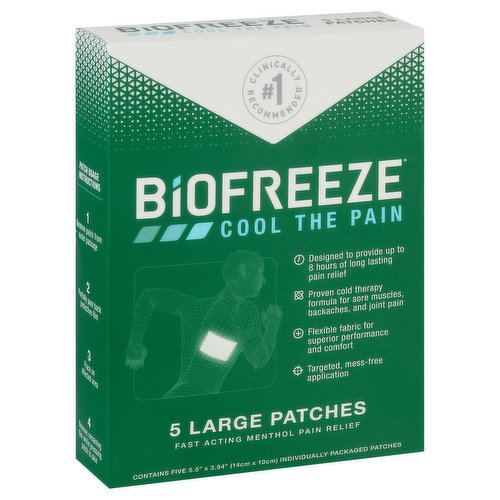 Pain Relief, Fast Acting Menthol, Large Patches, Cool The Pain