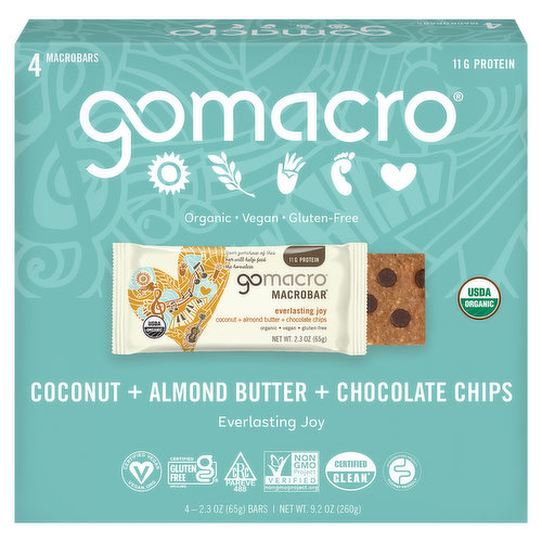 GoMacro MacroBars, Coconut + Almond Butter + Chocolate Chips