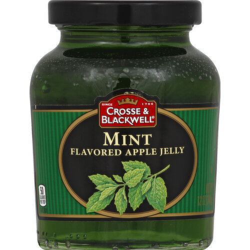 50 calories per 1 tbsp. Since 1706. Vibrant yet delicate, Crosse & Blackwell Mint Flavored Apple Jelly is perfect for baking & makes an ideal partner for lamb, veal, game & sausage. Call toll free 1-888-643-7219 with questions and comments. For recipes & seasonal ideas visit us at www.crosseandblackwell.com.