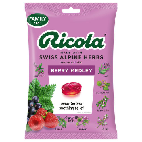 Ricola Drops, Oral Anesthetic, Berry Medley, Family Size