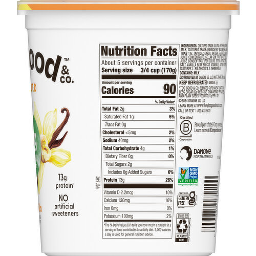 Too Good & Co. Yogurt, Blended, Vanilla