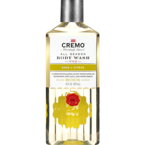 Cremo Body Wash, All Season, Sage & Citrus, No. 02