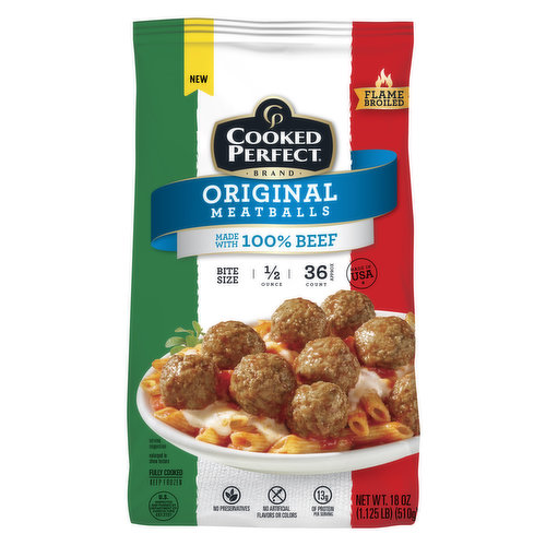 Cooked Perfect Meatballs, Original, Flame Broiled, Bite Size