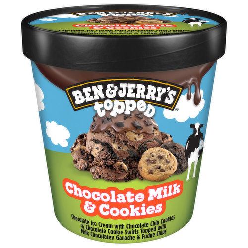 Ben & Jerry's Ice Cream, Chocolate Milk & Cookies, Topped