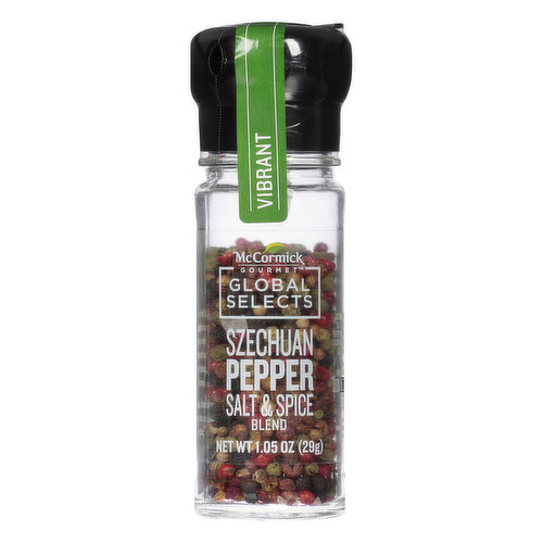 Vibrant. A complex blend of Szechuan, pink, green and black peppercorns with coriander seed and salt create a bright lemony and complex flavor. www.mccormickgourmet.com. For Nutrition Information Contact: McCormick & Co., Inc. Hunt Valley, MD 21031-110. Recipes? Visit our website www.mccormickgourmet.com or call 1-800-632-5847. Product of Turkey.