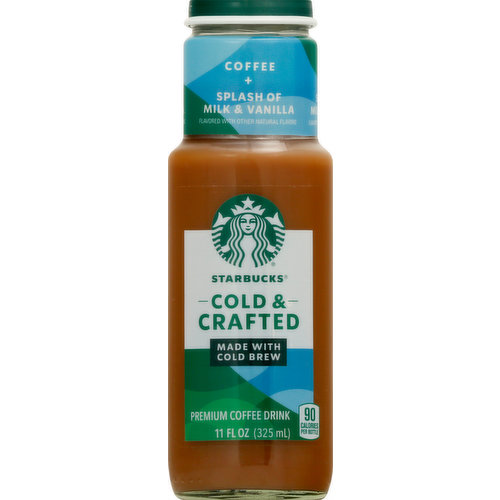 Flavored with other natural flavors. 90 calories per bottle. Made with cold brew. Deliciously Refreshing: Start your day with the refreshing taste of Starbucks cold brew, perfectly balanced with vanilla flavor and a splash of milk. Sample only not for resale. Comments or questions? call 1-800-211-8307. Please recycle.