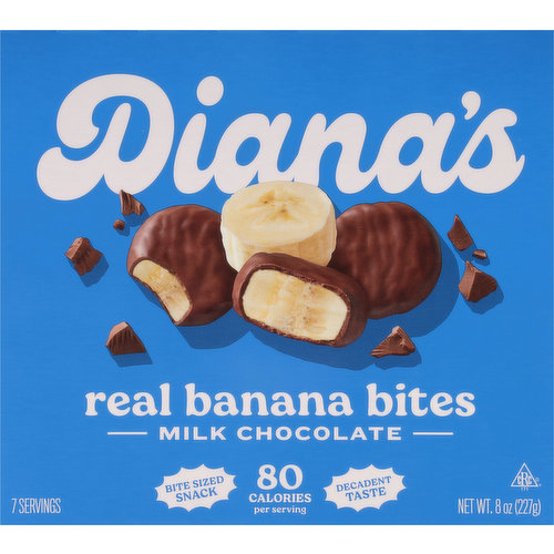 Diana's Bananas Gluten Free Milk Chocolate Frozen Fresh Fruit Bananas Bites