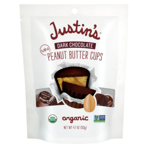 Justin's Peanut Butter Cups, Organic, Dark Chocolate, Mini