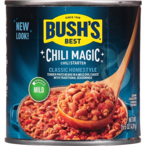 (4 pack) Bush's Classic Homestyle Chili Magic, Canned Beans, 15.5 oz Can