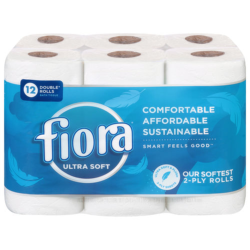 Fiora Bath Tissue, Ultra Soft, Unscented, Double Rolls, 2-Ply