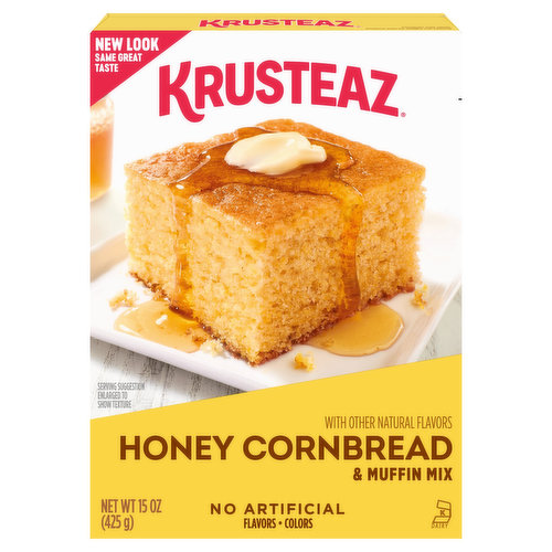 Get extra gold stars at the next potluck supper with Krusteaz crazy delicious honey cornbread. The sweet scent of honey and cornmeal is enough to tempt anyone’s taste buds, and you won’t have to ring the dinner bell more than once. Hint: Be sure to top this moist, delicious cornbread with melty butter right after it comes out of the oven, and you'll forever be known as “that epic cornbread maker”.