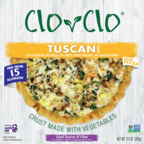 Clo-Clo Vegan Pizza, Vegetable-Infused Crust, Tuscan Inspired