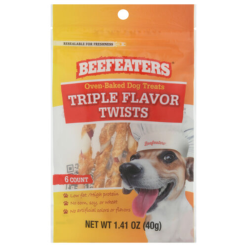 Beefeaters Dog Treats, Oven-Baked, Triple Flavor Twists