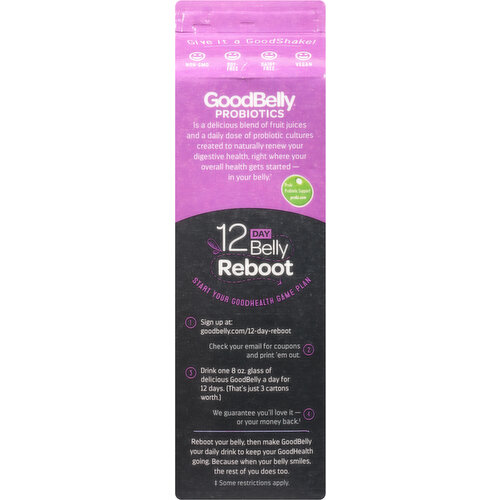 Good Belly Probiotics Pomegranate Blackberry Flavor Juice Drink 1 Qt Carton