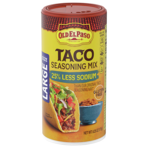 Old El Paso Taco Seasoning Mix, 25% Less Sodium, Large Size