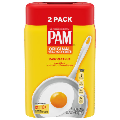 Pam Cooking Spray, No-Stick, Original, 2 Pack