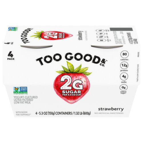 Too Good & Co. Yogurt, Strawberry, Ultra-Filtered Low Fat
