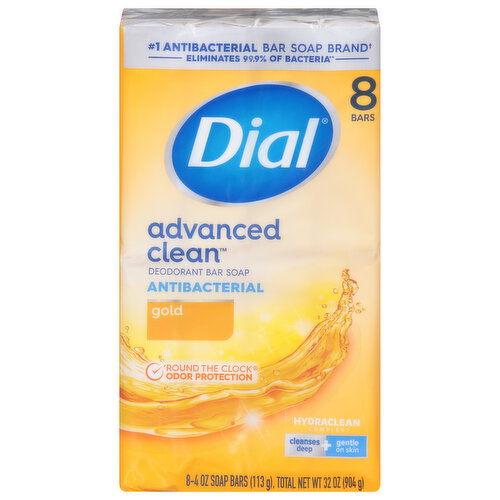 Dial Advanced Clean Deodorant Bar Soap, Antibacterial, Gold