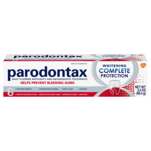 Parodontax Toothpaste, Whitening, Complete Protection