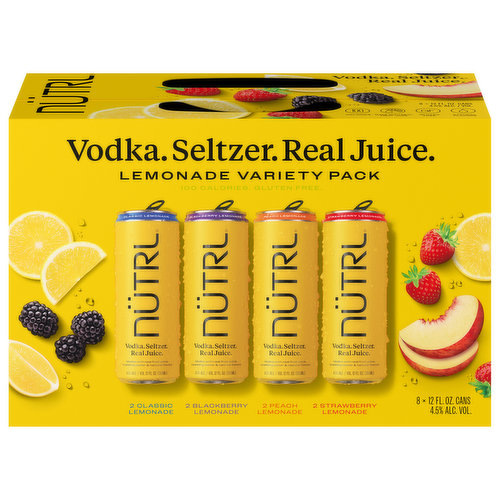 Nutrl Vodka Seltzer, Lemonade, Variety Pack