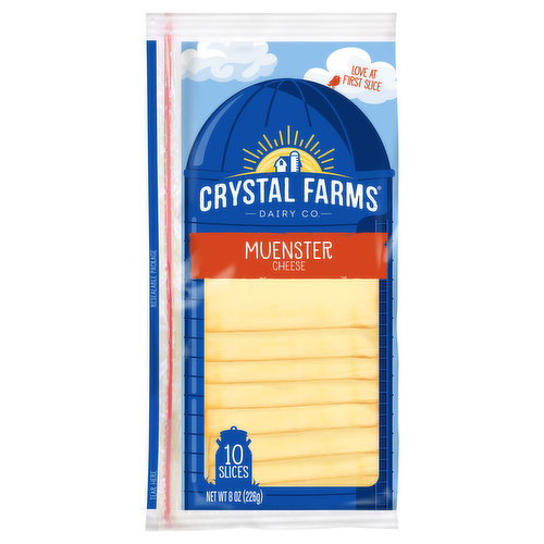 Love at first slice. Crystal Farms for Farm and Family: With the purchase of this product, you're joining the crystal Farms family and supporting farm families throughout the heartland. At crystal farms, we source from dairy farmers across the Midwest to help them, and the co-ops they are a part of, thrive. We believe sourcing from family-owned dairy farms helps us deliver the quality cheese your family deserves. Learn more about our support of farm and family at CrystaFarmsCheese.com.