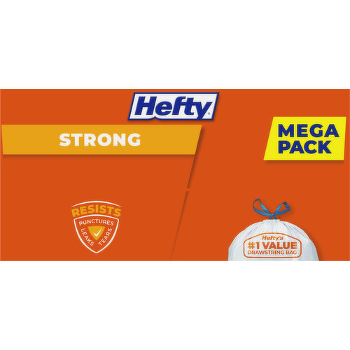 Hefty Tall Kitchen Bags, Drawstring, Strong, 13 Gallon, Mega Pack - 90 bags