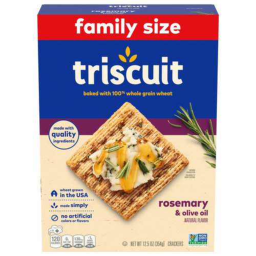 TRISCUIT Rosemary & Olive Oil Whole Grain Wheat Crackers, Family Size