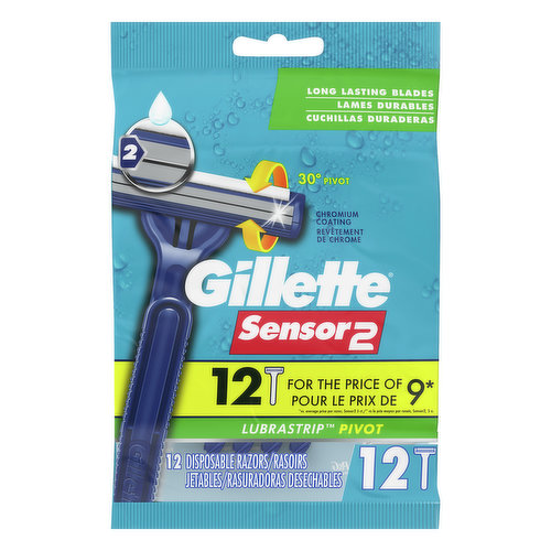 Gillette Sensor2 Razors, Disposable, Lubrastrip Pivot