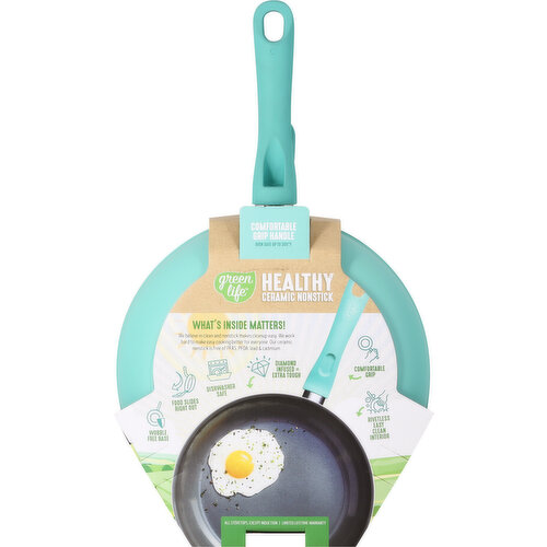 Green Life Fry Pan Set, Healthy Ceramic Nonstick, 7 Inches + 10 Inches