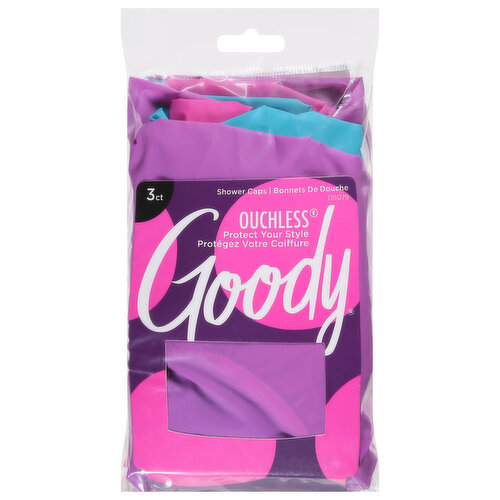 Goody Ouchless Shower Caps, Assorted