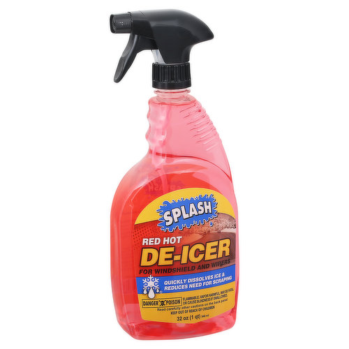 Splash De-Icer, Red Hot, For Windshield and Wipers