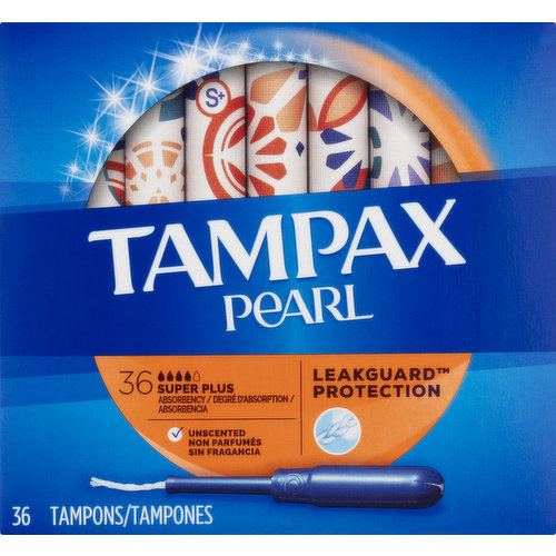 Tampons, Pearl, Super Plus Absorbency, Unscented, S+