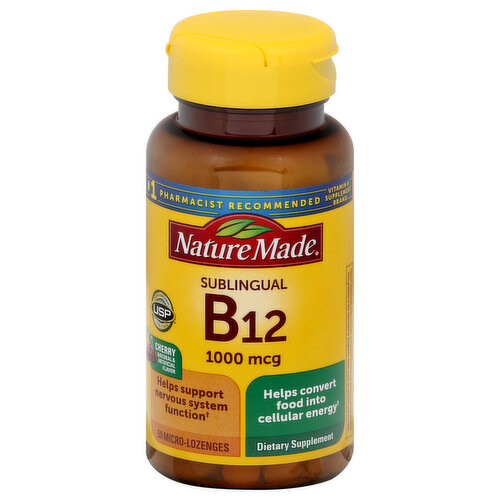 Nature Made Vitamin B12, Sublingual, 1000 mcg, Micro-Lozenges, Cherry