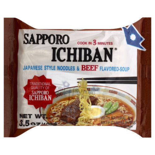 Sapporo Ichiban Soup, Japanese Style Noodles & Beef Flavored