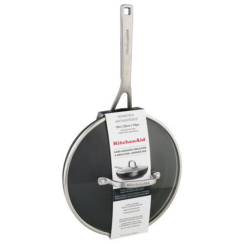 KitchenAid Fry Pan, Covered, Nonstick, Matte Black, 10 Inch