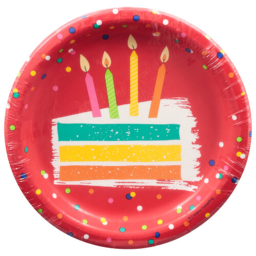 Party Creations Plates, Festive Cake, 6.875 Inch