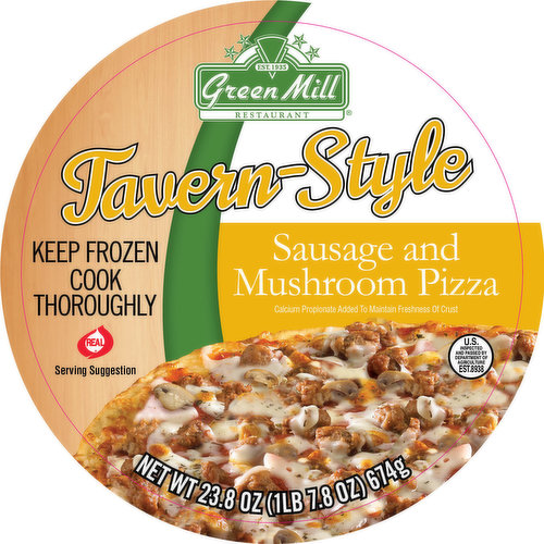 Green Mill Tavern Sausage and Mushroom Pizza