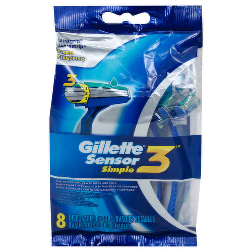 Gillette Sensor3 Razors, Disposable, Simple