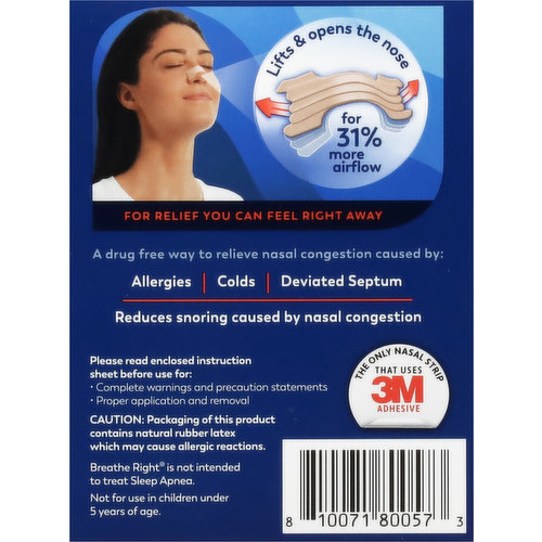 Breathe Right Tan Nasal Strips Extra-Strength Drug-Free Strips