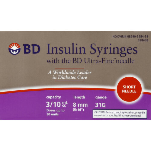 Shop BD Insulin Syringe with Ultra-Fine Needle 31g, 5/16 inch (8mm)