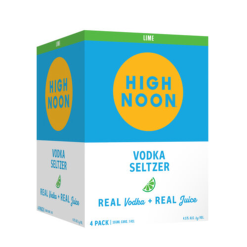 High Noon Lime Vodka Hard Seltzer 355ml Can 4pk